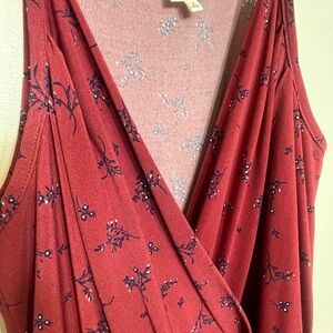 Red Floral Sleeveless Jumpsuit